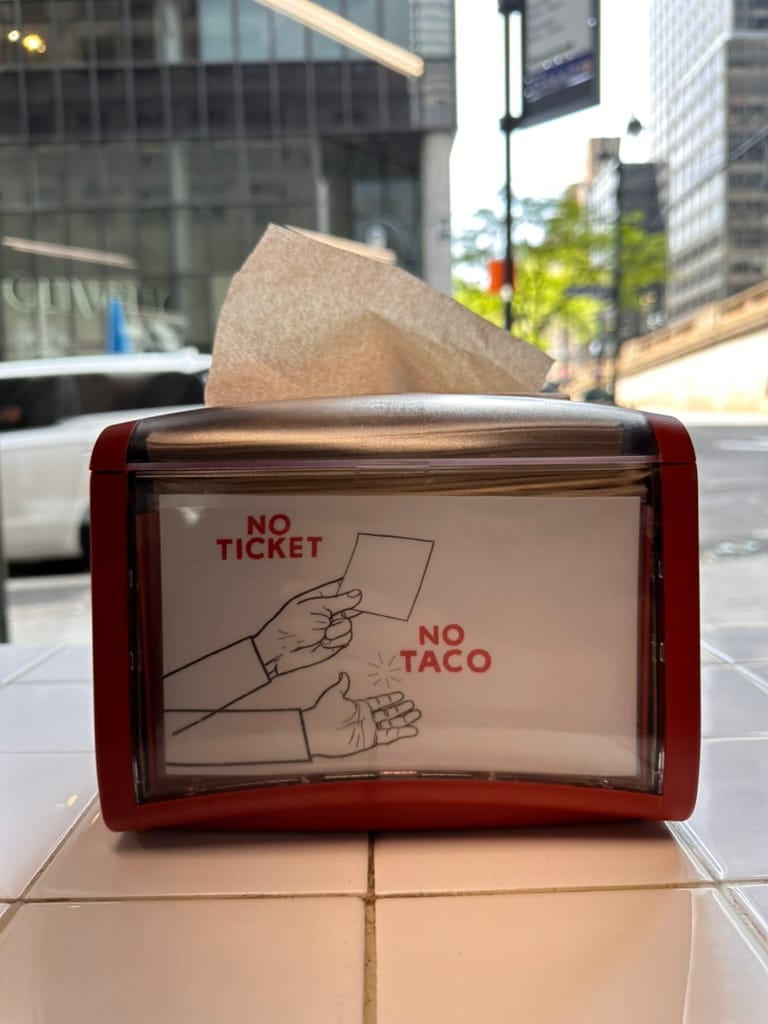 no ticket no taco napkins
